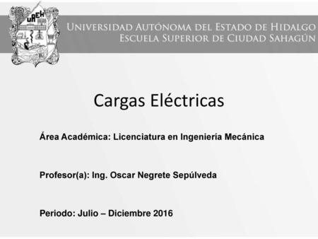 Cargas Eléctricas Área Académica: Licenciatura en Ingeniería Mecánica