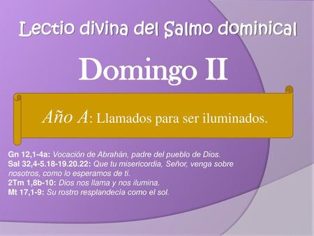 Lectio divina del Salmo dominical