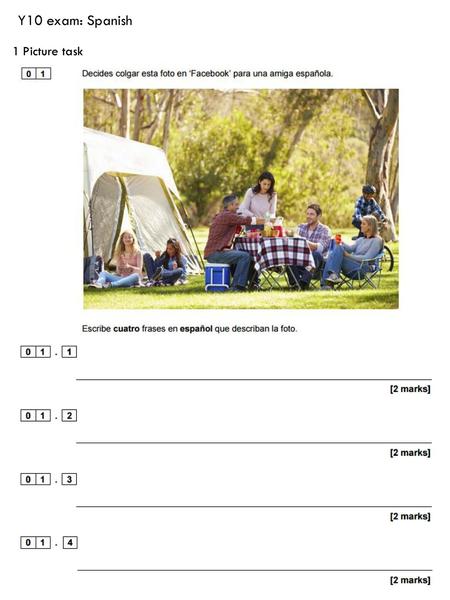 Y10 exam: Spanish 1 Picture task.
