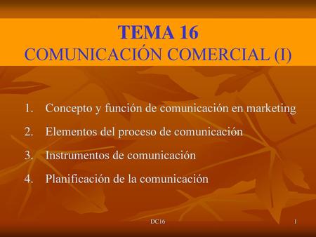 TEMA 16 COMUNICACIÓN COMERCIAL (I)
