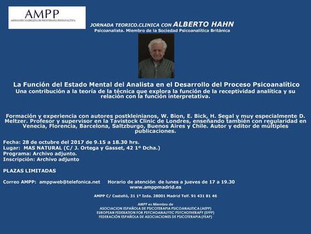 JORNADA TEORICO.CLINICA CON ALBERTO HAHN