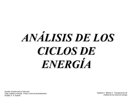 ANÁLISIS DE LOS CICLOS DE ENERGÍA
