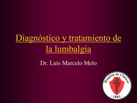 Diagnóstico y tratamiento de la lumbalgia