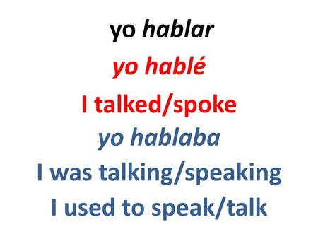 yo hablé I talked/spoke