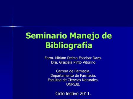 Seminario Manejo de Bibliografía