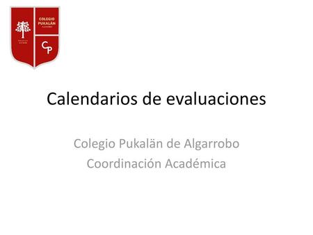 Calendarios de evaluaciones