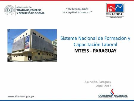 Sistema Nacional de Formación y Capacitación Laboral MTESS - PARAGUAY