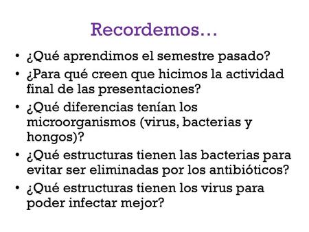 Recordemos… ¿Qué aprendimos el semestre pasado?