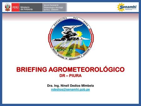 Briefing agrometeorológico Dra. Ing. Ninell Dedios MImbela