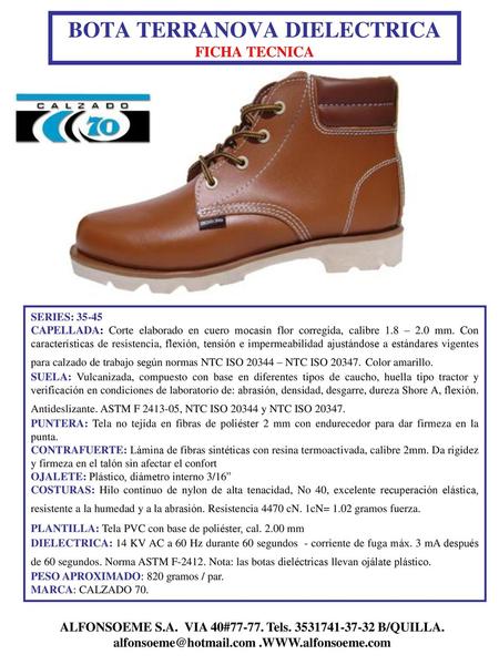 BOTA TERRANOVA DIELECTRICA FICHA TECNICA