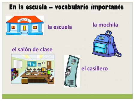 En la escuela – vocabulario importante
