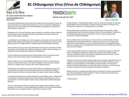 81 Chikungunya Virus (Virus de Chikingunya)