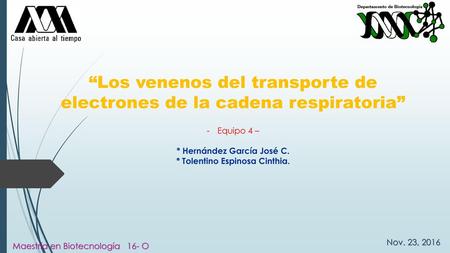 “Los venenos del transporte de electrones de la cadena respiratoria”