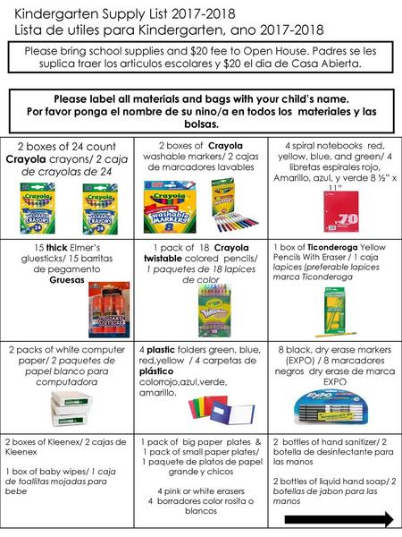 Please label all materials and bags with your child’s name.