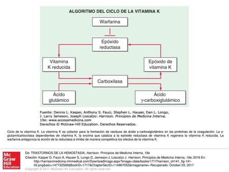 Ciclo de la vitamina K. La vitamina K es cofactor para la formación de residuos de ácido γ-carboxiglutámico en las proteínas de la coagulación. La γ-glutamilcarboxilasa.