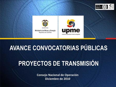 AVANCE CONVOCATORIAS PÚBLICAS PROYECTOS DE TRANSMISIÓN