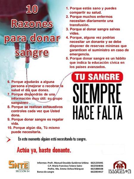 10 Razones para donar sangre