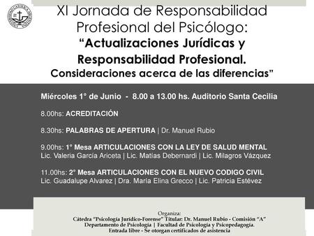 XI Jornada de Responsabilidad Profesional del Psicólogo: