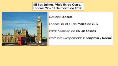 IES Las Salinas. Viaje fin de Curso.