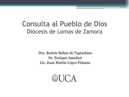 Consulta al Pueblo de Dios Diócesis de Lomas de Zamora