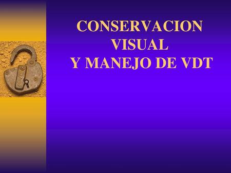 CONSERVACION VISUAL Y MANEJO DE VDT