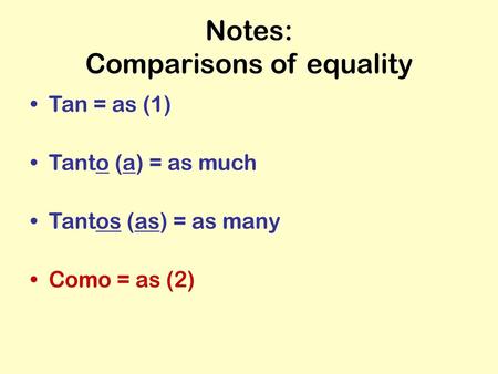 Notes: Comparisons of equality