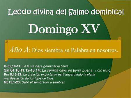 Lectio divina del Salmo dominical