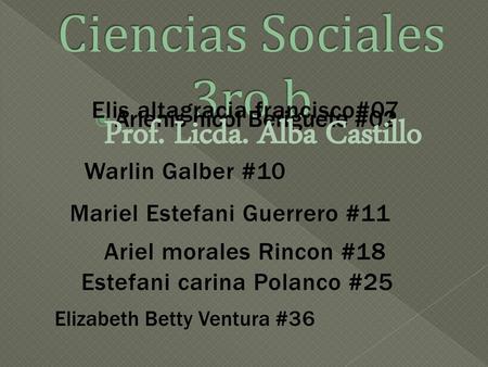 Ciencias Sociales 3ro b Prof. Licda. Alba Castillo