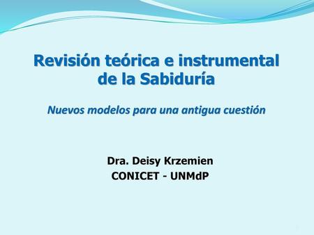 Revisión teórica e instrumental de la Sabiduría