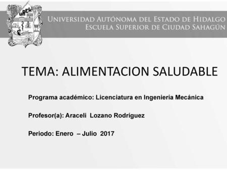 TEMA: ALIMENTACION SALUDABLE