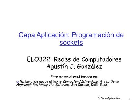 Capa Aplicación: Programación de sockets
