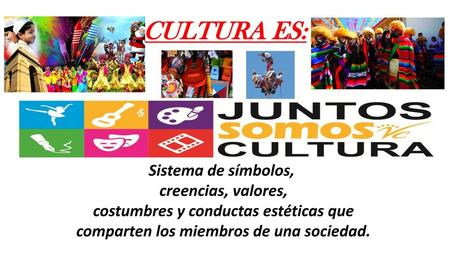 CULTURA ES: Sistema de símbolos, creencias, valores,