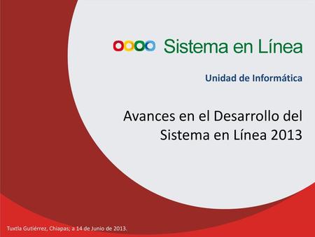 Sistema en Línea Avances en el Desarrollo del Sistema en Línea 2013
