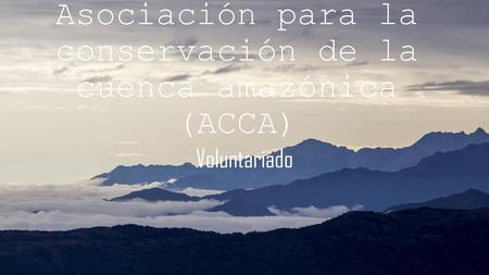 Asociación para la conservación de la cuenca amazónica (ACCA)