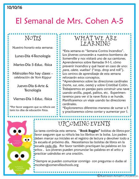 El Semanal de Mrs. Cohen A-5