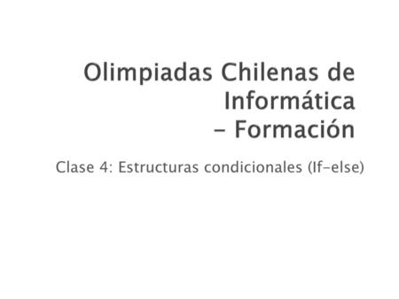 Olimpiadas Chilenas de Informática - Formación