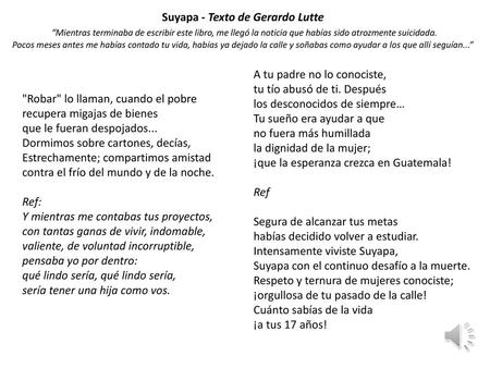 Suyapa - Texto de Gerardo Lutte