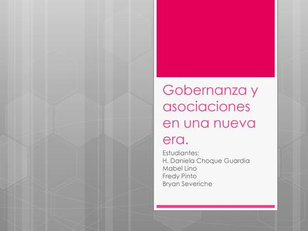 Gobernanza y asociaciones en una nueva era.