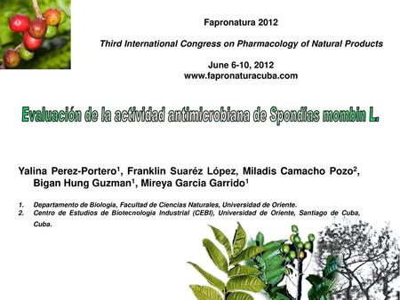 Third International Congress on Pharmacology of Natural Products