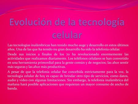 Evolución de la tecnología celular