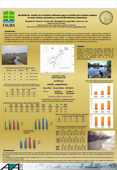 Movilidad de metales en la interfase sedimento agua en función de la materia orgánica en zonas urbana, periurbana y rural del Río Matanza (Argentina).