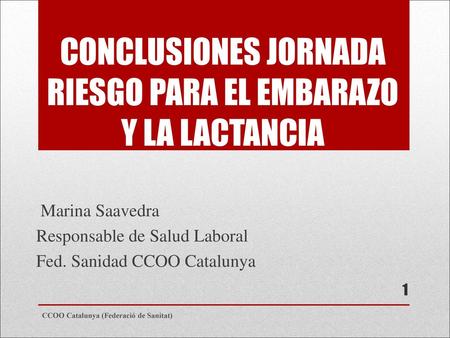 CONCLUSIONES JORNADA RIESGO PARA EL EMBARAZO Y LA LACTANCIA