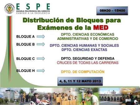 Distribución de Bloques para Exámenes de la MED