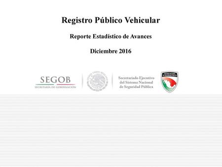 Registro Público Vehicular Reporte Estadístico de Avances