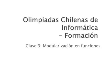 Olimpiadas Chilenas de Informática - Formación