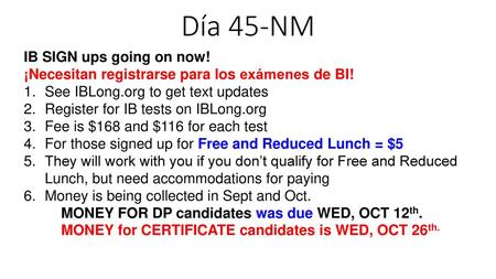 Día 45-NM IB SIGN ups going on now!