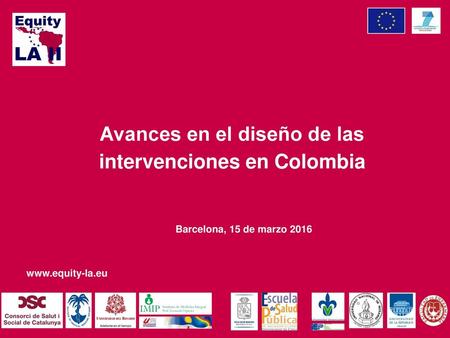 Avances en el diseño de las intervenciones en Colombia