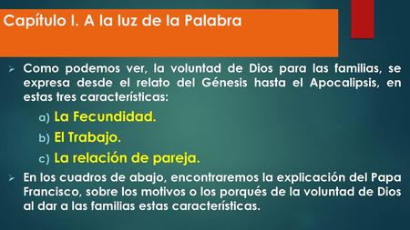 Capítulo I. A la luz de la Palabra