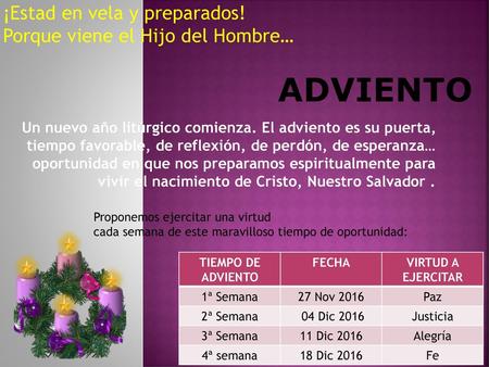 Adviento ¡Estad en vela y preparados! Porque viene el Hijo del Hombre…