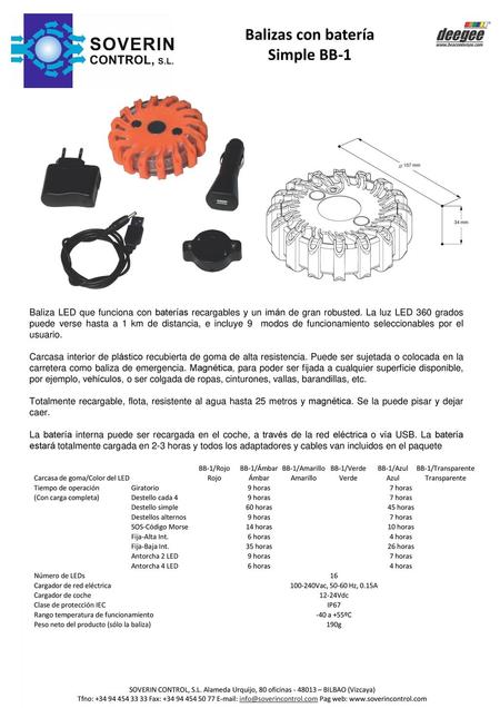 BB-1 Single Balizas con batería Simple BB-1